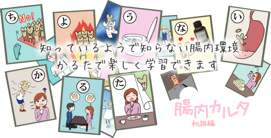 知っているようで知らない腸内環境、かるたで楽しく学習できます。